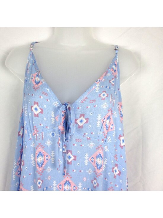Simply Southern Blue Aztec Print Cotton Maxi Dress Adjustable Straps XL Summer - Picture 2 of 7